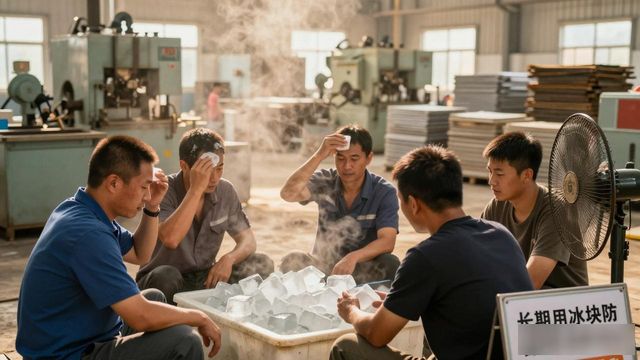 车间高温不用愁 金山防暑降温冰块成了工人的救命凉方